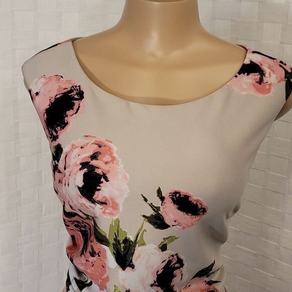 GLAMOUR WIDTH ROUND NECKLINE FLORAL EMBROIDERED SHEATH DRESS - Picture 9 of 14